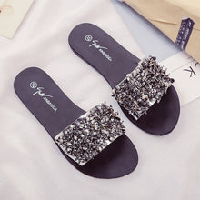 Load image into Gallery viewer, Silver Rhinestone | Slippers Women
